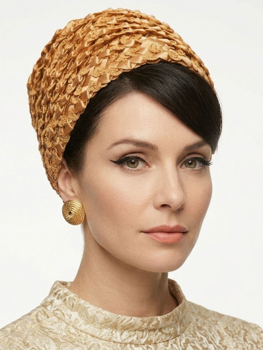 Vintage 50s/60s Claude Saint Cyr Style Tan Woven Cellophane Straw Pillbox Hat